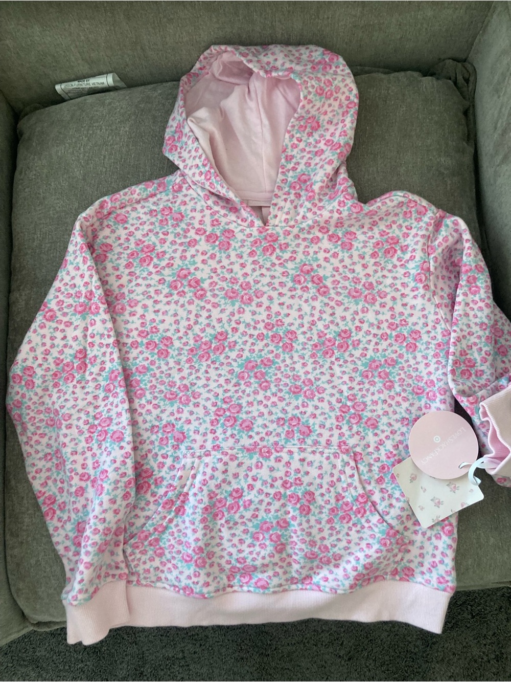 LoveShackFancy Roseheart Pink Floral Hooded SET Sweatshirt and pants for girls